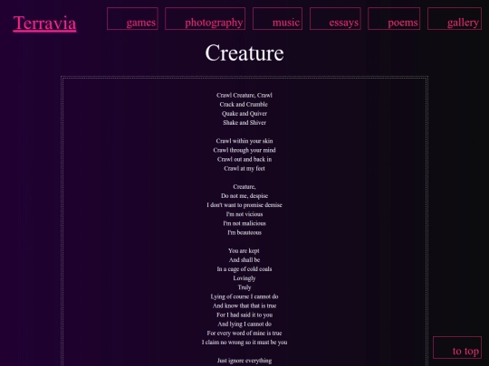 poems/creature screenshot
