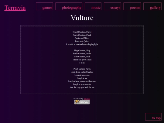 poems/vulture screenshot