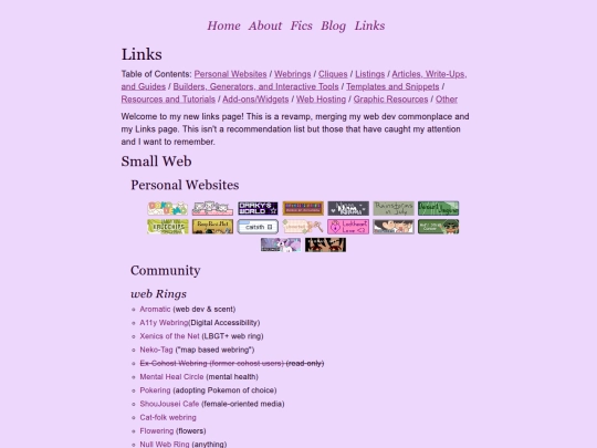 links screenshot
