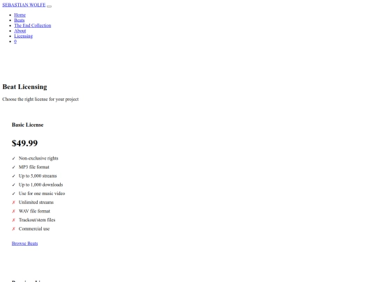 Pages/licensing screenshot