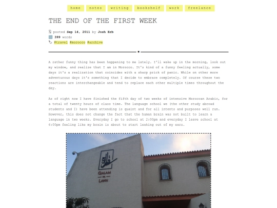 notes/2011/the-end-of-the-first-week screenshot