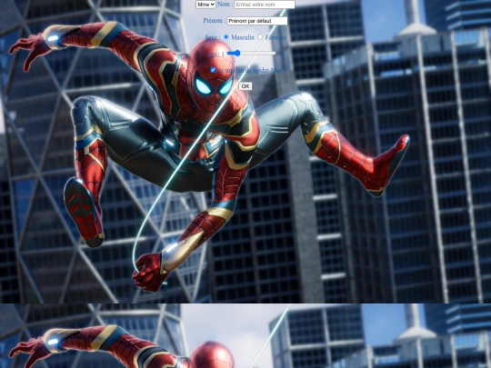 page de connexion site spider-man screenshot