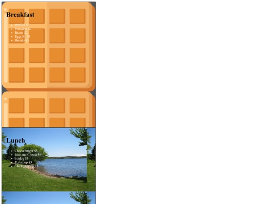 Menu screenshot