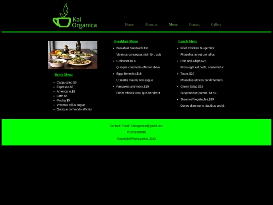 menu screenshot
