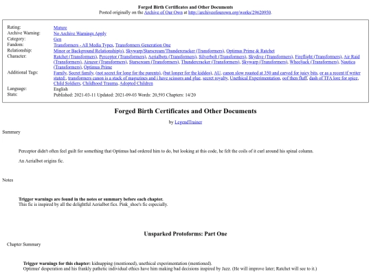 myfics/Forged Birth screenshot