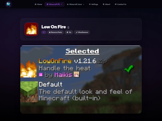 minecraft-pe/resource-packs/low-on-fire screenshot
