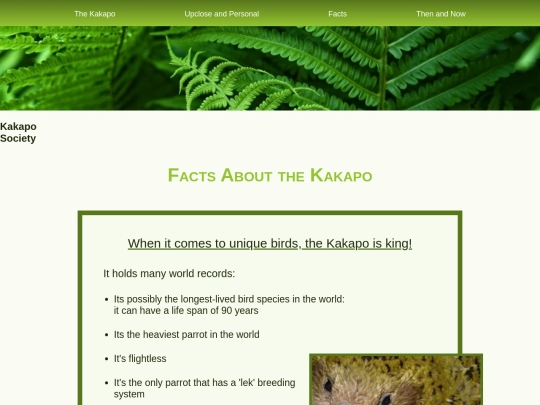 Kakapo Society/facts screenshot