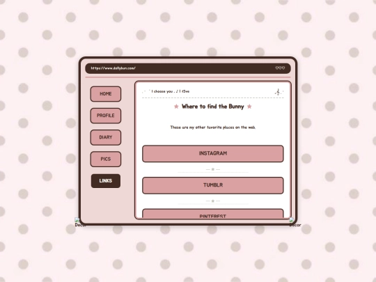 links screenshot