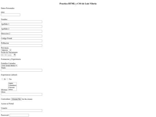 css/Formulario screenshot