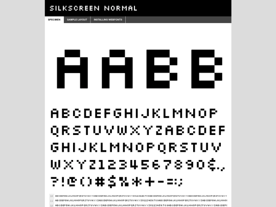 Silkscreen-fontfacekit/web fonts/silkscreen_normal_macroman/slkscr-demo screenshot