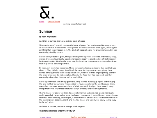 roxy/shortstories/sunrise screenshot