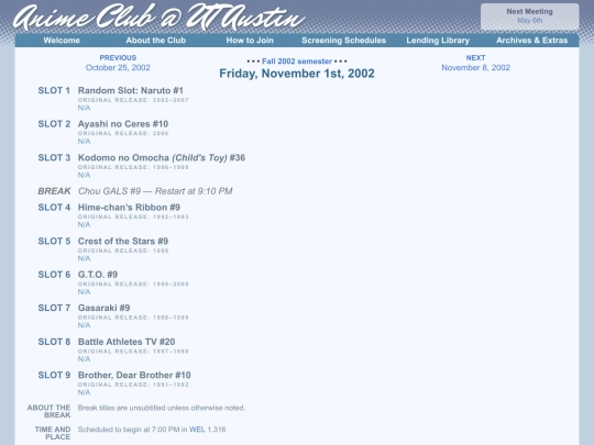 schedule/20021101 screenshot