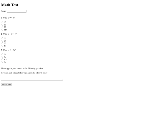 MathTest screenshot