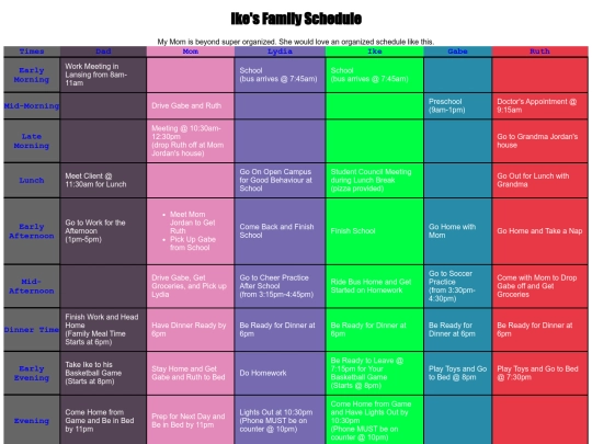 Schedule screenshot