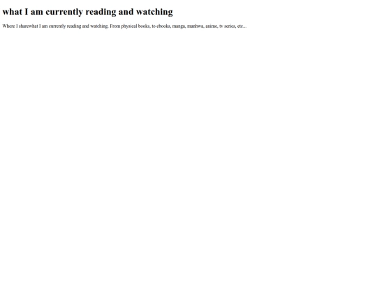 whatIamcurrentlyreadingandwatching screenshot