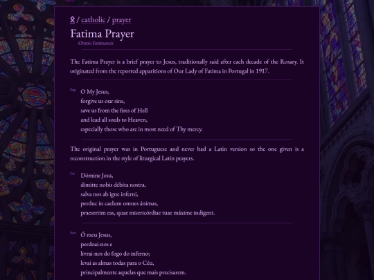 catholic/prayer/fatima screenshot