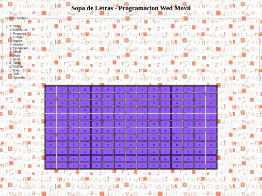 ProgramaciónWeb/SopaDeLetras/SopaDeLetras screenshot