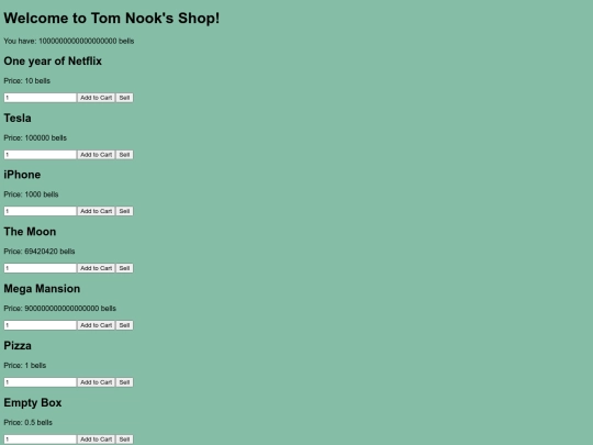 tomnookshop screenshot