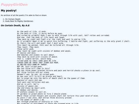 Poetry screenshot
