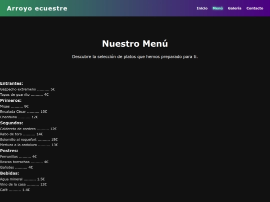 menu screenshot