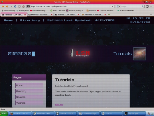 Pages/tutorials screenshot