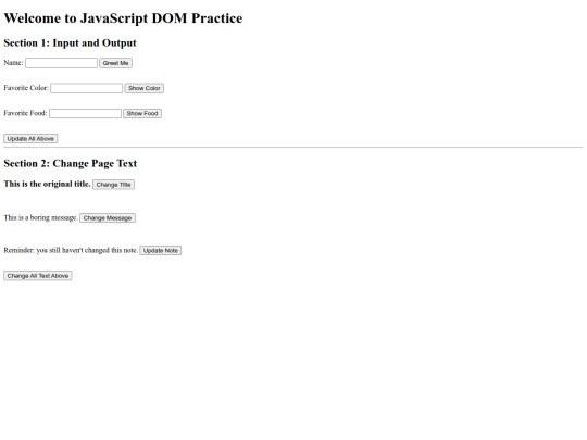 JavaScript/DOMPractice screenshot