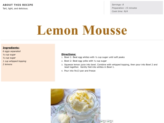 Dessert Recipes/Lemon mousse screenshot