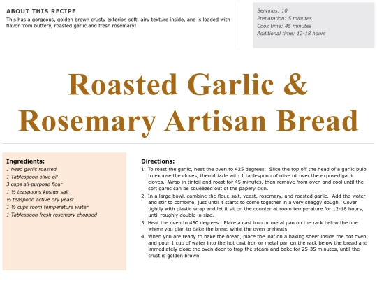 Dough and Batter Recipes/garlic and rosemary bread screenshot