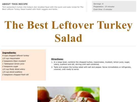 Main Course Recipes/leftover turkey screenshot