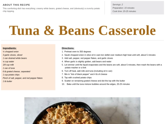Main Course Recipes/tuna beans casserole screenshot