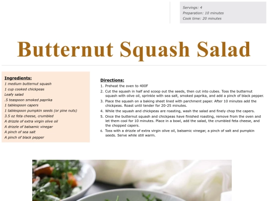 Salads/butternut squash salad screenshot