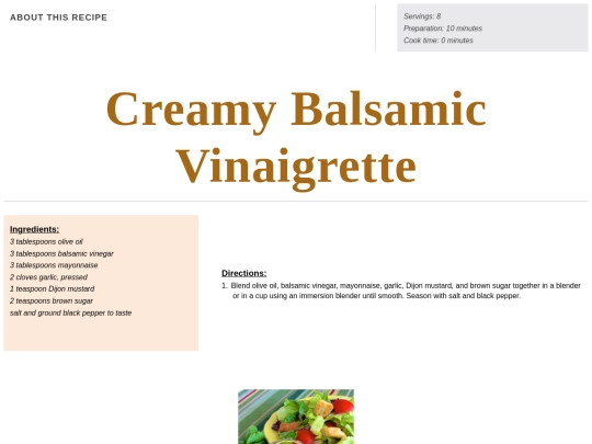 Side Dish Recipes/Creamy Balsamic Vinaigrette screenshot