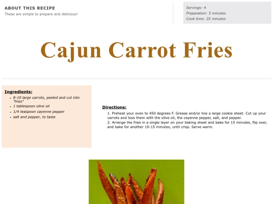 Side Dish Recipes/cajun carrot fries screenshot