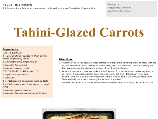 Side Dish Recipes/tahini glazed carrots screenshot
