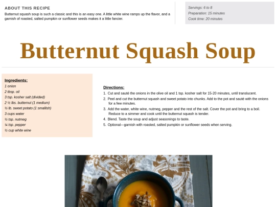 Soup Recipes/Butternut Squash Soup screenshot