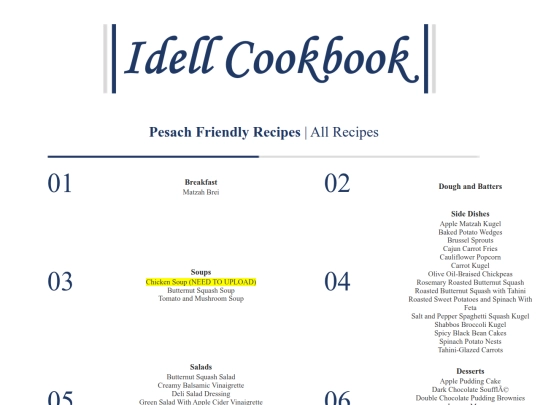 TableofContentsPesach screenshot