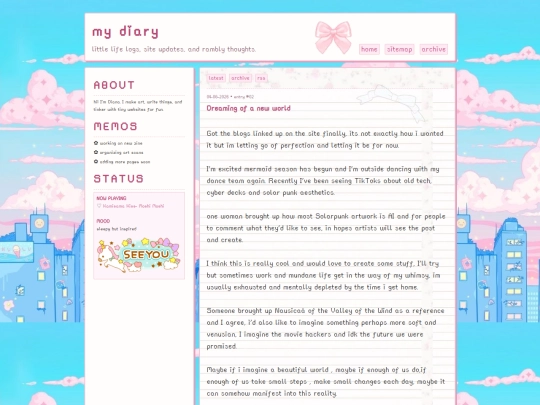 Blog/Diary screenshot