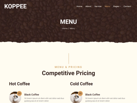 coffee-shop-html-template/coffee-shop-html-template/menu screenshot