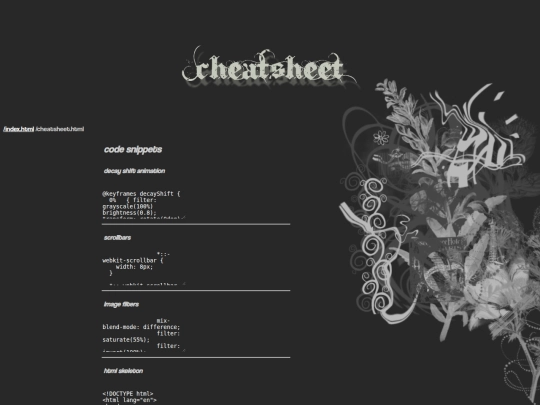 cheatsheet screenshot