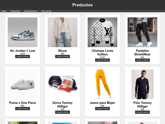 Paginas/Productos screenshot