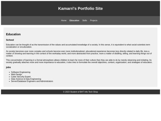 KamarriPortfolio/education screenshot