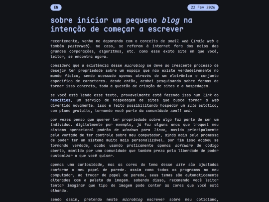 br/2026/02/22/sobre iniciar um pequeno *blog* na intenção de começar a escrever screenshot
