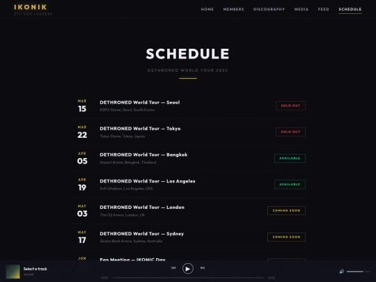 IKONIK/schedule screenshot