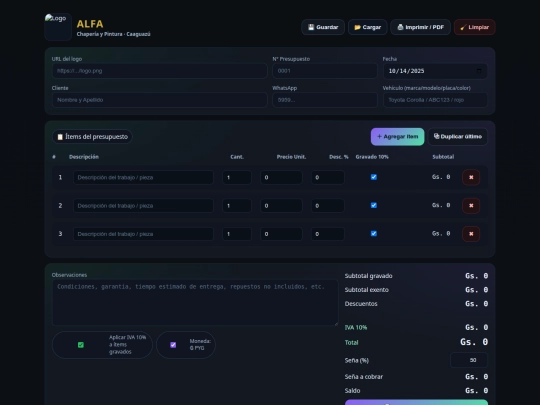 presupuestoalfa screenshot