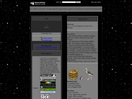 Alexsmyspace screenshot