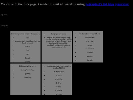 lists screenshot