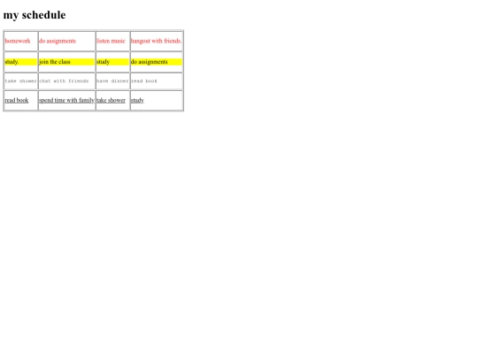 schedule screenshot