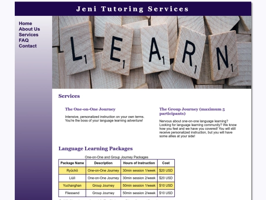 jenitutoringservices/services screenshot