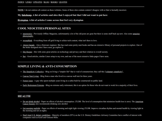 links screenshot