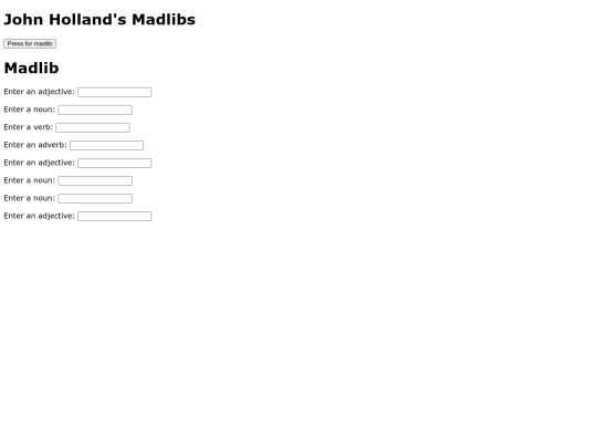 Madlibs screenshot